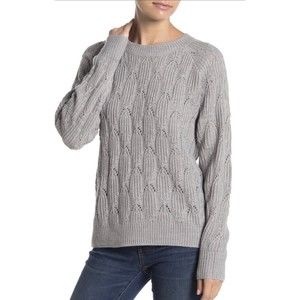 ELODIE New Women's Cable Knit Gray Pullover Sweater Knit Top Holiday XS